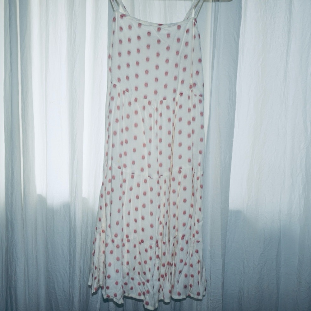 White Dress with Pink Polka Dots